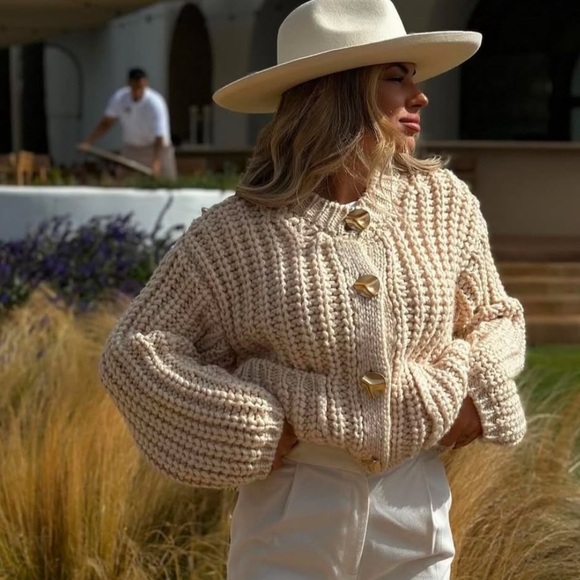 Zara NEW chunky knit cardigan sweater 5802/113